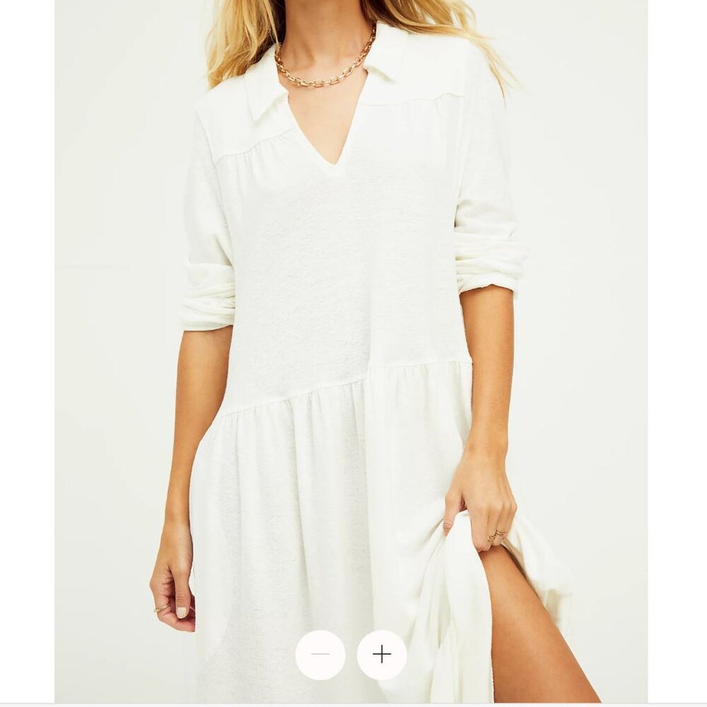 Free People Beach | Oversized Cotton & Hemp Moonlight Midi Collared Dress | XS